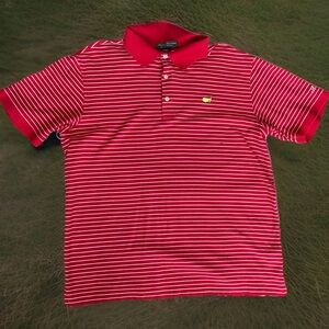 Masters Collection Men’s Golf Polo Red Striped Large Pima Cotten Short Sleeve L